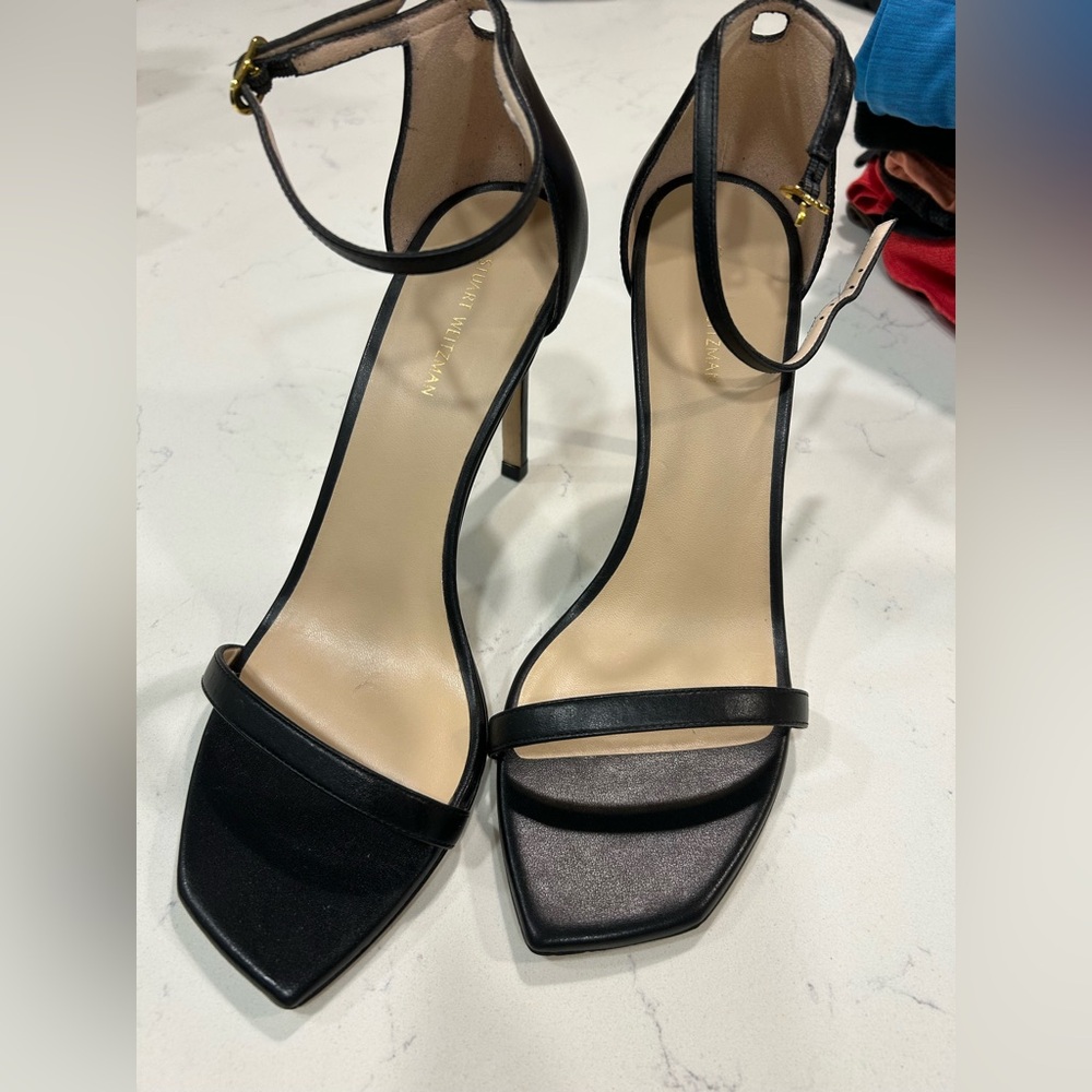 Stuart Weitzman Black Ankle Strap Heels